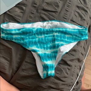 Blue and white tie dye bathing suit